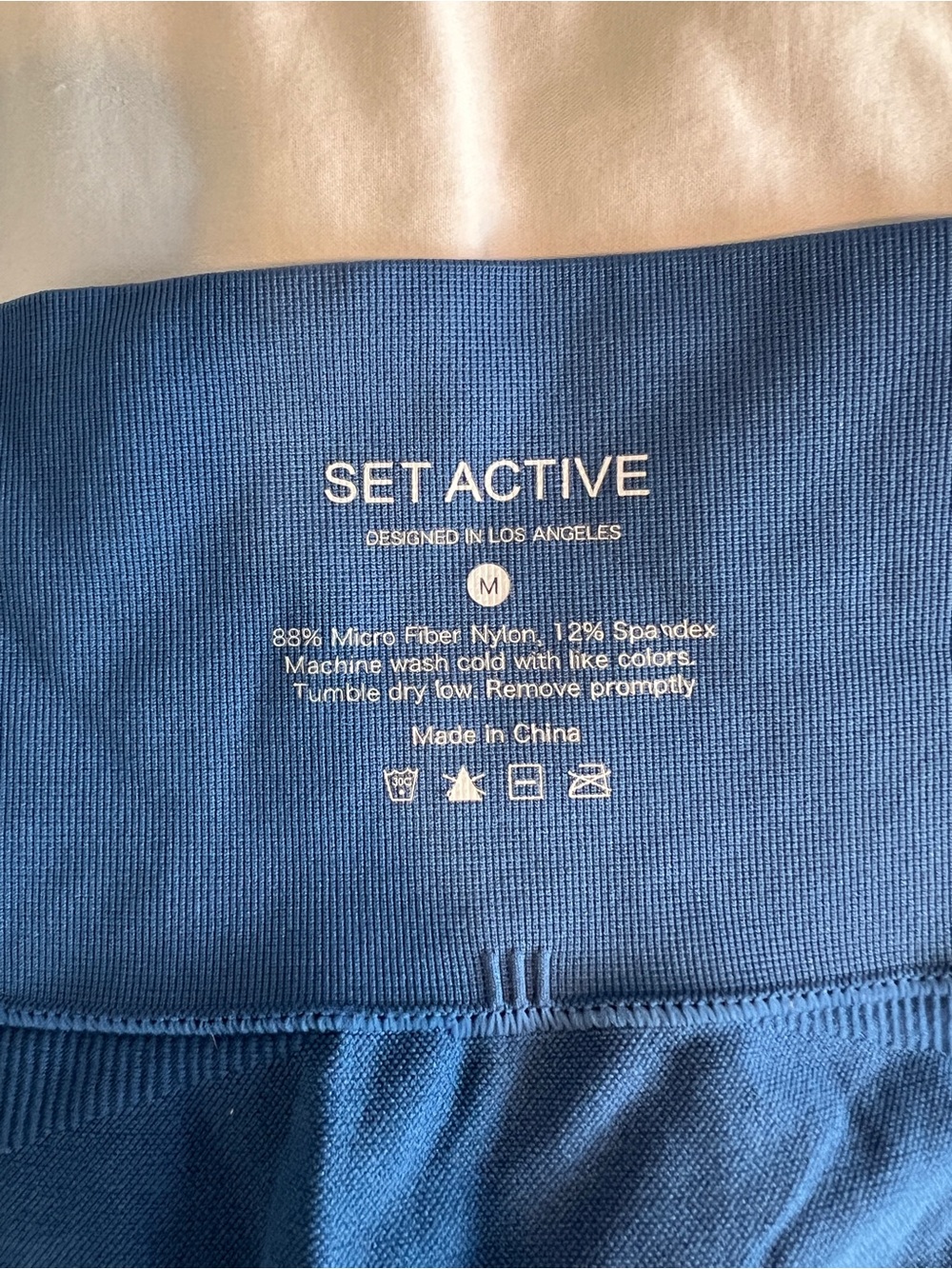 SET ACTIVE Blue Ribbed High-Waist Leggings | Seamless 7/8 | Size M
